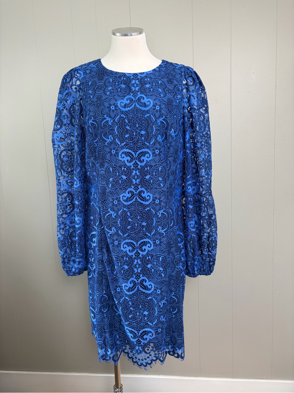 Lilly Pulitzer Georgi Lace Shift Dress Blue Long Sleeve Size 14
